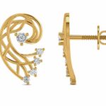 Abstract Diamond Stud Earrings in 14KT Yellow Gold | Contemporary Designer Earrings for Women