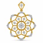 Floral Diamond Pendant in 14KT Yellow Gold | Designer Flower Pendant for Women