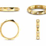 Geometric Diamond Band Ring in 14KT Yellow Gold | Modern Diamond Wedding Band for Women
