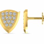 Shield Diamond Stud Earrings in 14KT Yellow Gold | Geometric Designer Earrings for Women