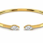 Marquise Diamond Open Bangle Bracelet in 14KT Yellow Gold | Luxury Diamond Bracelet for Women